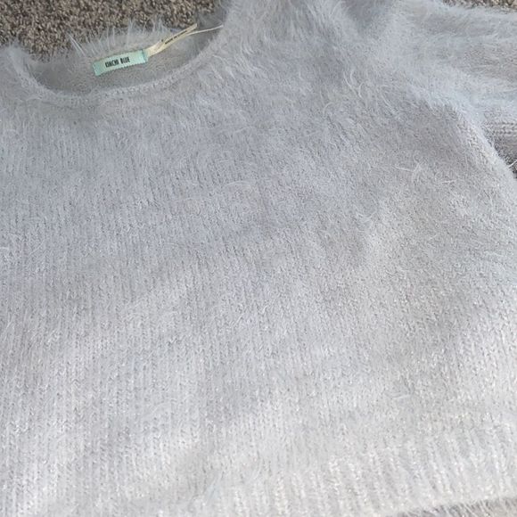 UO Fuzzy Crop Top Sweater, Kimchi Blue - Picture 3 of 9